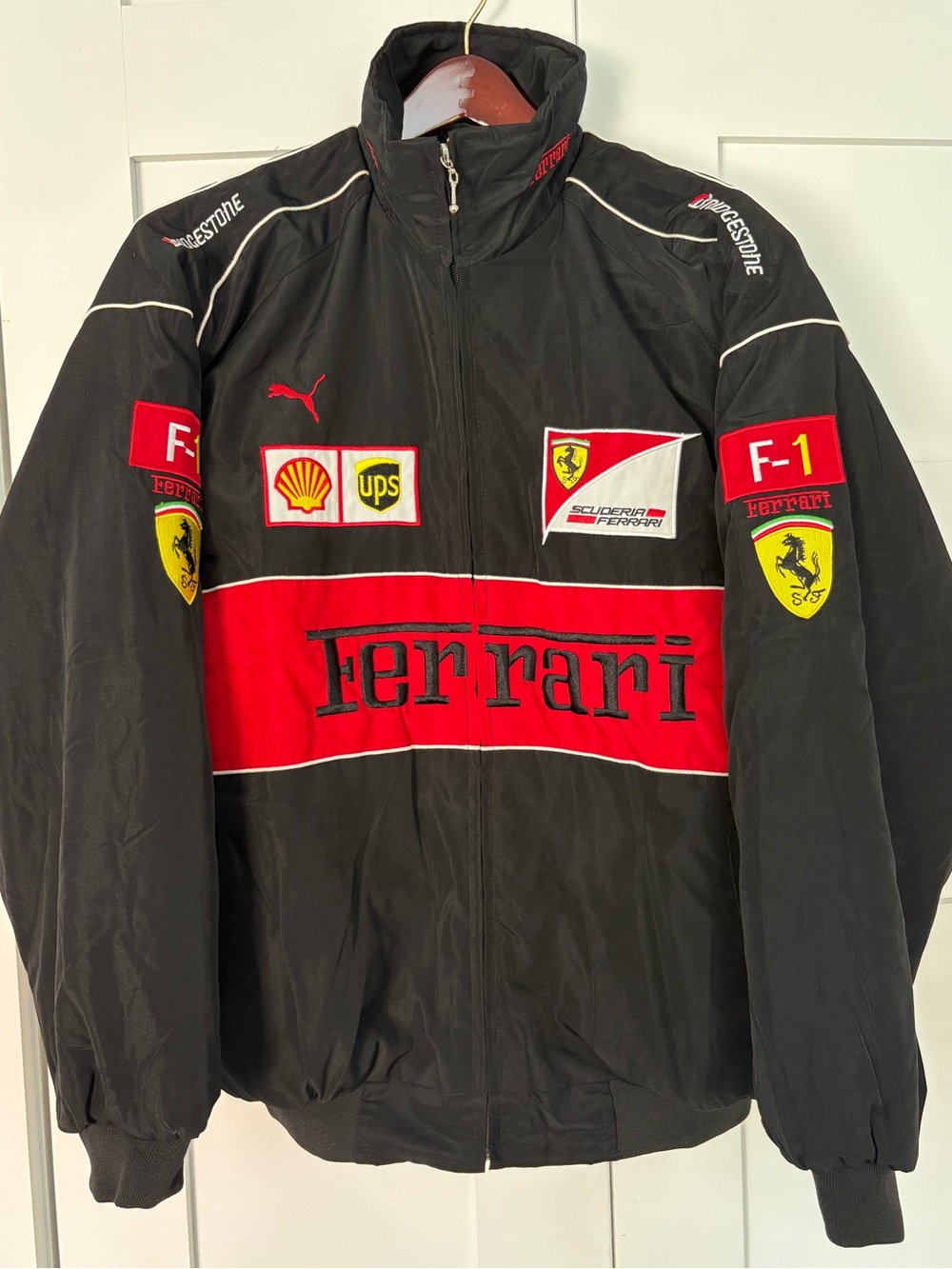 Ebroidered Ferrari Cotton Padded Jacket F 1 Racing Unisex Embroidery Jacket XXL